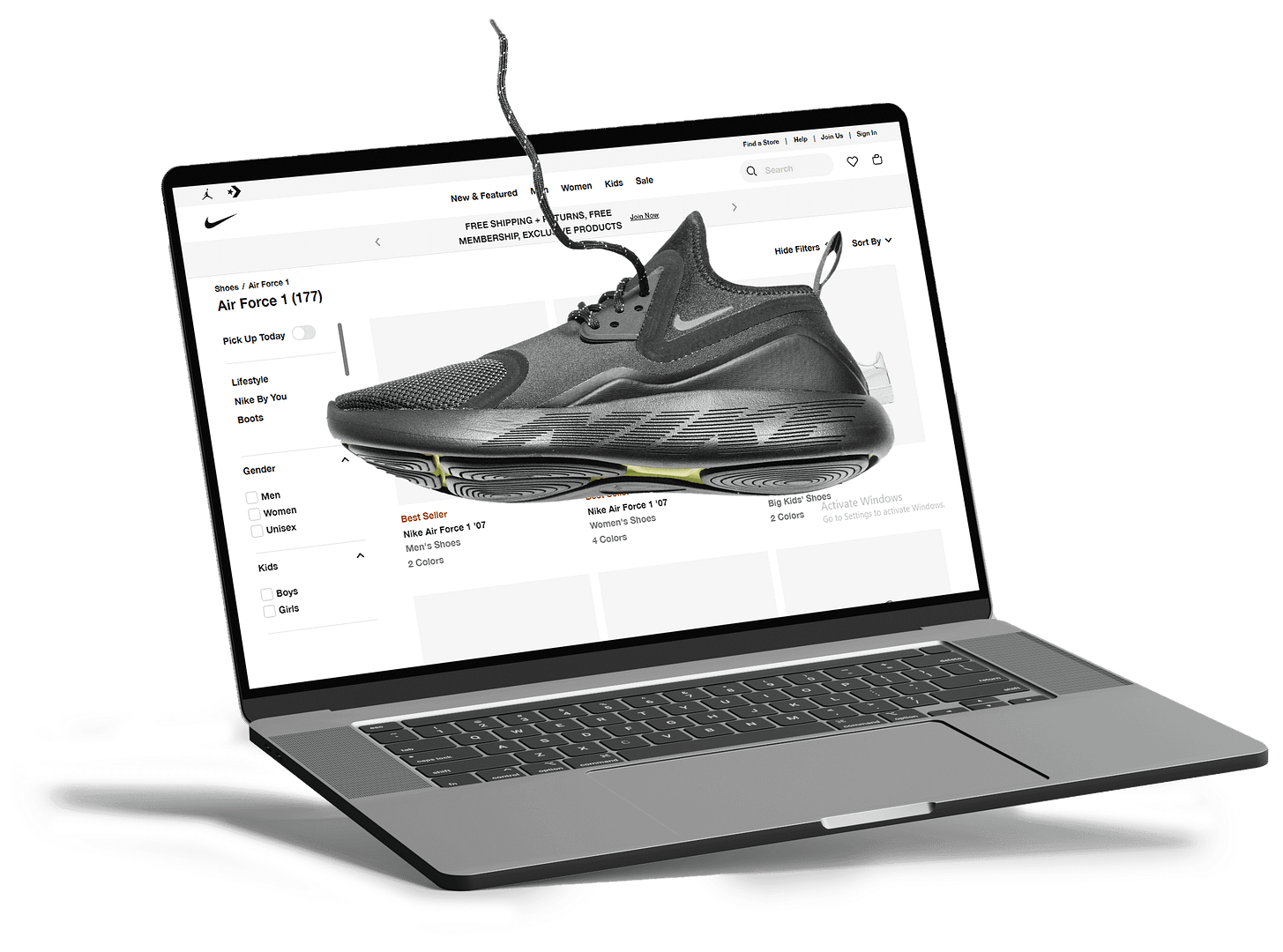 e-commerce marketing services - laptop with nike website
