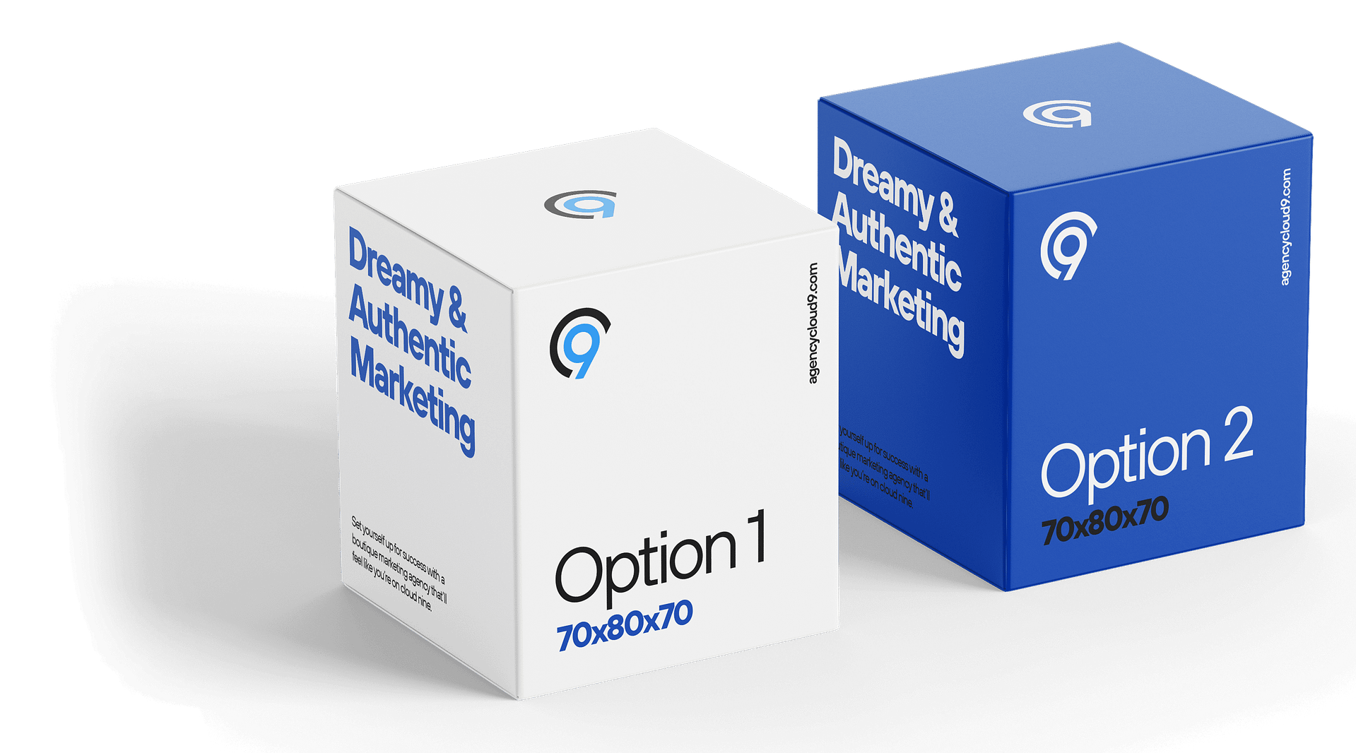 A/B testing with 2 options, boxes with packaging